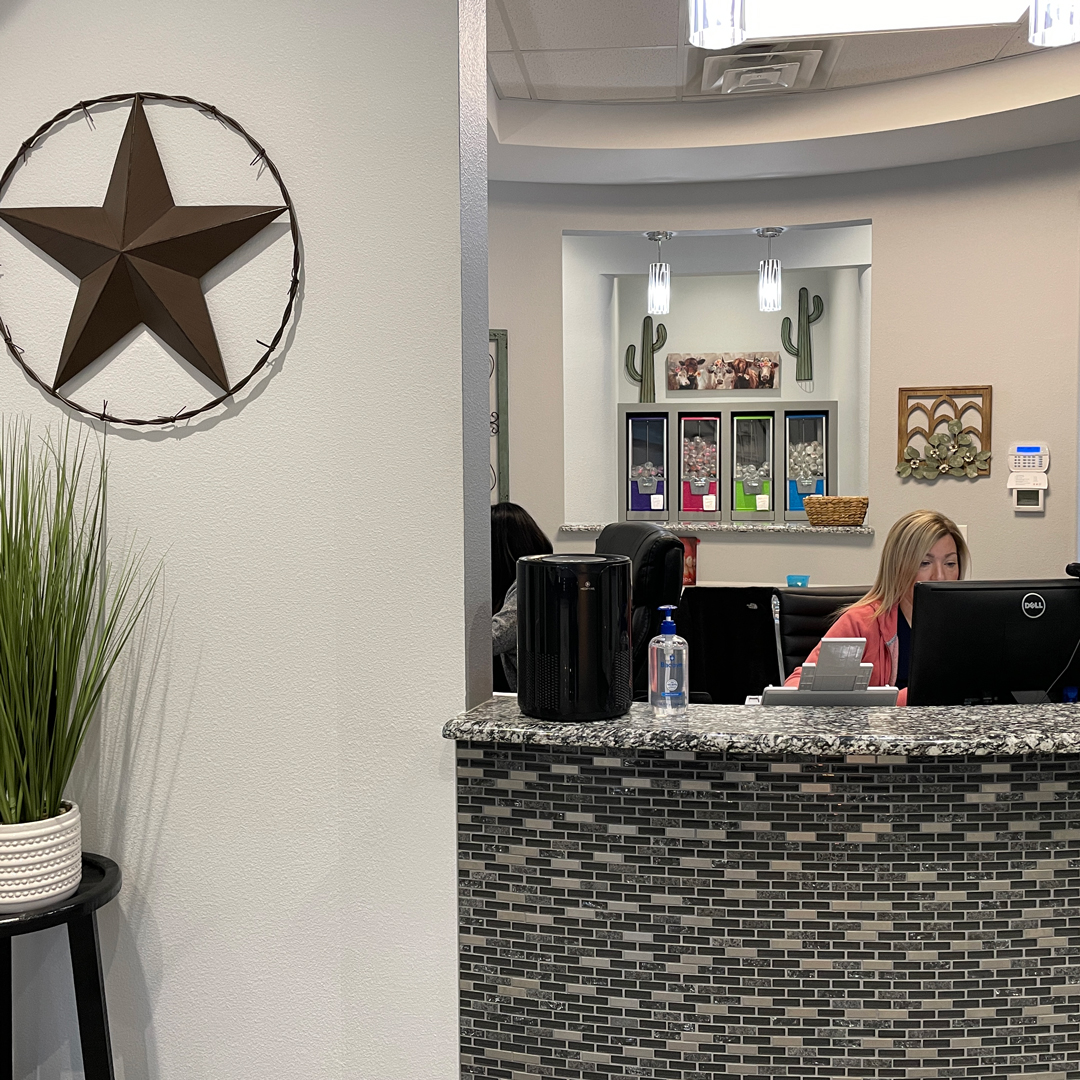 Lonestar Kid's Dentistry, McKinney location, front desk check-in area.